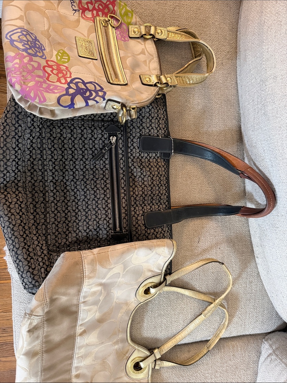 Coach Poppy Daisy Sig
, Sig Stripe Large Beck Tote & Sig diaper bag- PROJECT BAG